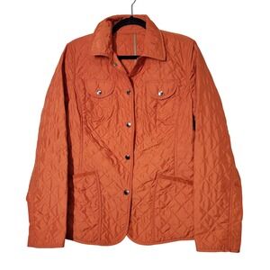 Bogner Quilted Barn Jacket Orange Button‎ Front Lightweight Field Womens 12